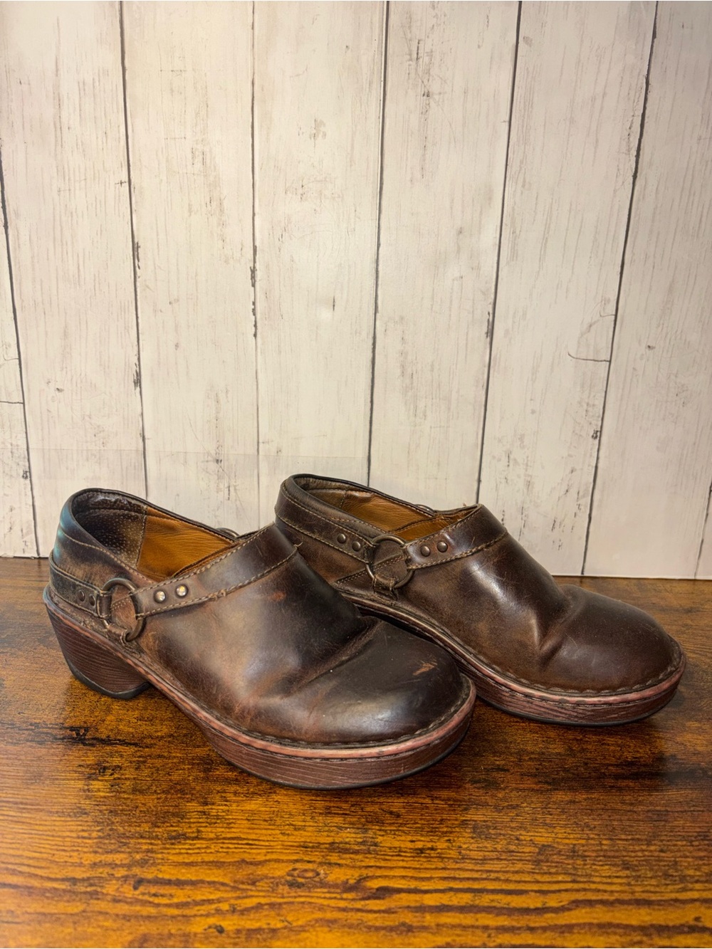 Durango Brown Leather Clog Mules